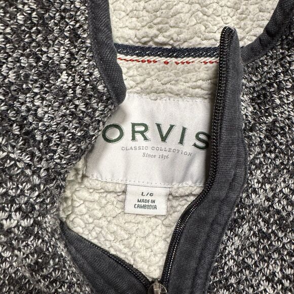 Orvis Men’s L Sherpa Lined 1/4 Zip Pull Over Sweater - Picture 3 of 6
